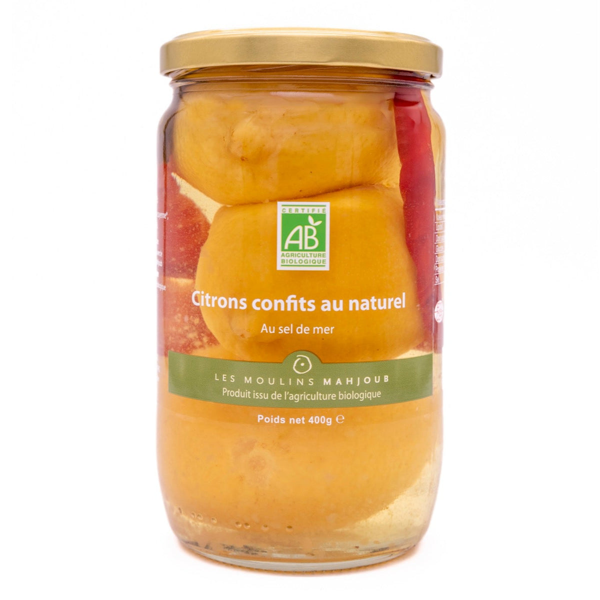 Citrons confits bio au naturel au sel de mer 400g — Les Moulins Mahjoub