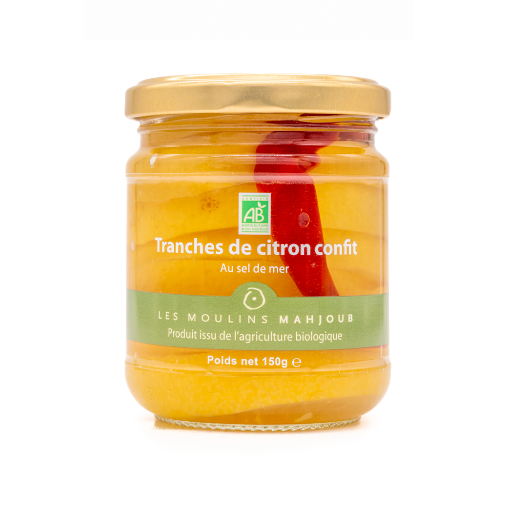 Tranches de citrons confits bio au sel de mer